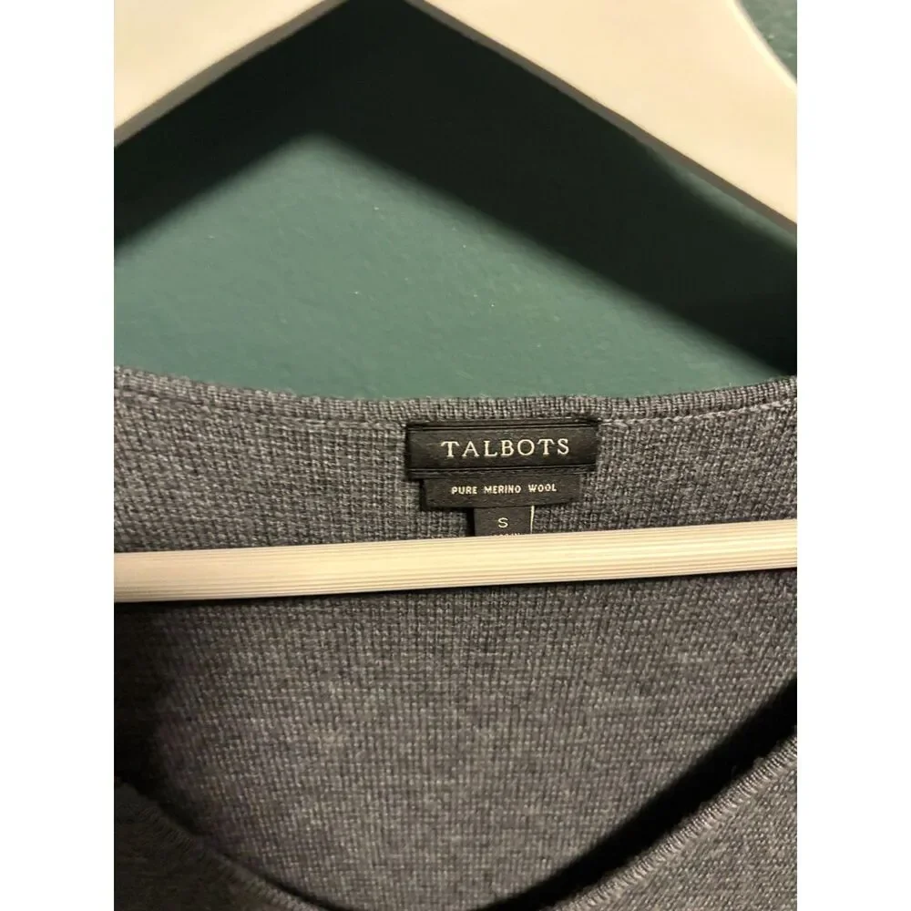 Talbots Dress Womens Size Small Gray Pure Merino Wool Long Sleeve